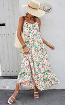 Tie Dye Print Spaghetti Strap Dresses Women Bohemian Style Loose Backless Vacation Beach Long Dress Female Fashion Streetwear