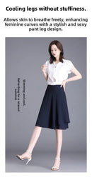 High Waist Wide Leg Pants Women Summer Loose Thin Chiffon Five-Quarter Length Anti-Light Skirt Trendy Casual Trousers