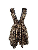 Vestido Feminino com Estampa e Alças de Cetim com Renda - Sexy Decote V Profundo Costas Abertas Elegante Verão