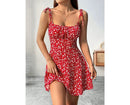 Vestido Curto Feminino Floral com Alças Finas - Sundress Praia Verão 2025