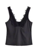 Spaghetti Strap Square Neck Bandage Cami Top Solid Black Tight-Fitting Casual Tops 2026 Summer Lady Trendy Edgy Daily Outfit