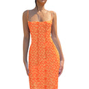Vestido Longo Feminino Floral com Alças Finas e Costas Abertas - Casual Praia Verão