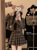 Pleated Skirts for Women American Style Retro Plaid College Autumn Sweet Girls Chic High Waist Belted Fashion All-match Mini New
