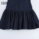 Vestido Jeans Feminino Mini com Costas Abertas - Chique Outono Inverno