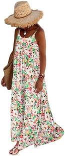 Tie Dye Print Spaghetti Strap Dresses Women Bohemian Style Loose Backless Vacation Beach Long Dress Female Fashion Streetwear