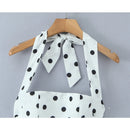 Vestido Feminino Branco com Poa e Halter - Sexy Costas Abertas Amarrão Evasê Elegante Festa Verão