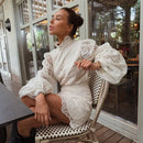 2026 New Women's Long Sleeve Design Fashion Openwork Lace Miniskirt Elegant Temperament Autumn Party Banquet Evening Dress