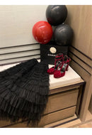 Elegant Multi-Layered Tulle Skirt Long Dress Women's Autumn Winter High Waist Cake Skirt Style Slimming Elegant Midi Skirt