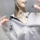 Women Lace Bottomed Blouse T-shirt Spring And Autumn Long Sleeve Mesh Crop Top Foreign Style Sexy Hollow Mesh Top High Neck 2024