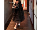 Elegant Multi-Layered Tulle Skirt Long Dress Women's Autumn Winter High Waist Cake Skirt Style Slimming Elegant Midi Skirt