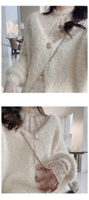Blouse Women Women's Lace Shirt Autumn Long Sleeve Turtleneck Mesh Top Blusas Ropa De Mujer