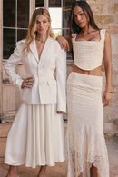 Lace Bandage 2 Piece-Set Long Skirt Female Patchwork Fashion Backless High Waist Elegant Lace-Up Maxi Skirt Sets Outfits