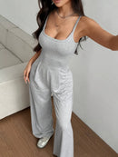 Macacão Feminino Halter com Costas Abertas e Calça Longa - Casual Elegante