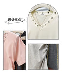 Women's V-Neck Rivet Detail Ruched Short Sleeve T-shirt Casual Slim Fit Crop Top