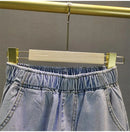 High waisted Jeans For Summer 2025 New Loose Elastic waist Hot pressed Diamond Pants Women's Casual Denim Trousers
