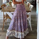 Fashion Women Skirts New Casual All-match Skirt Loose Elastic Waist Floral Print Ethenic Style Boho Skirt Bohemian Style Skirt