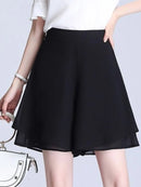 High Waist Wide Leg Pants Women Summer Loose Thin Chiffon Five-Quarter Length Anti-Light Skirt Trendy Casual Trousers