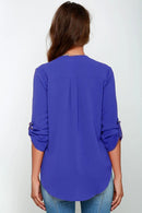 Women Tops Blouses Long Sleeve  V-Neck Chiffon Blouse office work Shirt