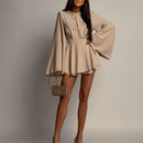 Vestido Feminino Elegante Linha A com Costas Abertas e Amarrão - Cor Sólida Cintura Marcada Estilo Executivo
