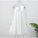 Vestido Longo Feminino com Manga Longa em Mesh e Renda - Sexy Praia Férias 2025