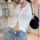 Regata Cropped Halter com Zíper - Feminina Sexy Streetwear Sem Manga
