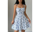 Vestido Curto Feminino Floral com Alças Finas - Sundress Praia Verão 2025