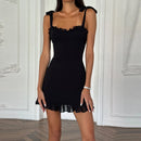 Vestido Mini Feminino Elegante com Babados e Bandagem - Sexy Slim Festa Aniversário