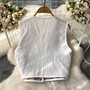 Vestê Feminino de Crochê com Bordado Floral e Decote V - Vintage Folk Tricô Primavera Outono