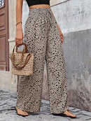 Women's Wide Leg Pants Boho Ditsy Floral Pants Elastic High Waist Loose Spring Summer Beach Vacation Casual Fashion Trousers