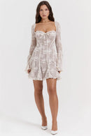 Vestido Mini Elegante com Estampa e Manga Longa - Outono e Inverno
