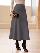 Women Midi Skirt High Waist A line Flowy Style Breathable Fabric Ideal for Casual Streetwear Dates  Classic Colors