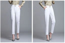 White Pants Women Elastic High-waisted Haren Pants Fashion Wild Professional Suit Pants Office Ladies Trousers Black Khaki Pants