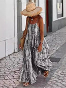 Tie Dye Print Spaghetti Strap Dresses Women Bohemian Style Loose Backless Vacation Beach Long Dress Female Fashion Streetwear