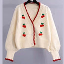 New Women Spring Autumn Knitted Cardigan Sweater V-neck Cropped Short Tops Korean Retro Outerwear Long Sleeve Sweaters Tops