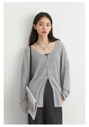 Women's Cardigan New V-neck Long Sleeved Female Shirt Female Jumpers Sun Protection Woman Top Spring Summer Knitted Cardigan