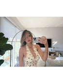 Vestido Halter Mini Feminino com Renda e Poá - Elegante, Sexy, Costas Abertas - Verão 2025