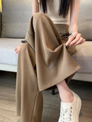 Women Wide Leg Pants Summer High Waist Casual Office Lady Straight Trouser Vintage Comfort Female Pocket All Match Solid Pants