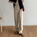 High Waist Women Suit Pants Fall Straight Office Ladies Korean Fashion Trousers Casual Button Loose Female Black Pants New