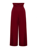 Flowy Wide Leg Palazzo Pants for Women - High Waist Pleated Trousers, Elegant Burgundy Office Suit Pants Spring Summer Slacks