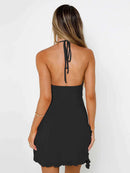 Vestido de Renda com Decote V e Costas Abertas - Estilo Balada