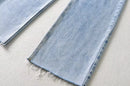 Women's High Waist Jeans 2025 Spring Fall Relaxed Straight Leg Raw Hem Floor-Length Vintage Inspired Daily Uniform