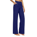 Elegant Women Pants Wide Leg High Rise Work Trousers with Side Pockets Pure Color Summer Pants Casual Business Office Wear