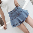 Vintage Denim Mini Skirts Women Summer Sexy Solid Colour Ball Gown Skirts Jeans Female Casual Pocket Slim A-line Mini Skirts
