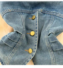 Faionable Denim ter Ne Crop Top And High Waist  Skirt Women's Set Summer Polyester Material Youthful Sle