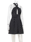 Vestido Bodycon Halter com Renda e Estampa de Bolinhas - Elegante Feminino