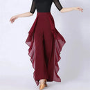 Dance Wide Leg Pants Women's High Waist Pants Lotus Leaf Side Wild Dangling Feel Training Pants 2022 New Dance Female pants