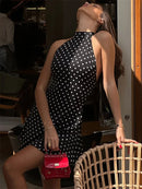 Vestido Mini Feminino com Bandagem e Patchwork Contrastante - Sexy Cintura Alta Verão