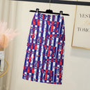 Fashion Midi Skirt For Women Flora Printed High Waist Pencil Skirt Female Causal Flower Bodycon Skirt With Slit
