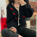 New Women Spring Autumn Knitted Cardigan Sweater V-neck Cropped Short Tops Korean Retro Outerwear Long Sleeve Sweaters Tops