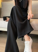 Women Wide Leg Pants Summer High Waist Casual Office Lady Straight Trouser Vintage Comfort Female Pocket All Match Solid Pants